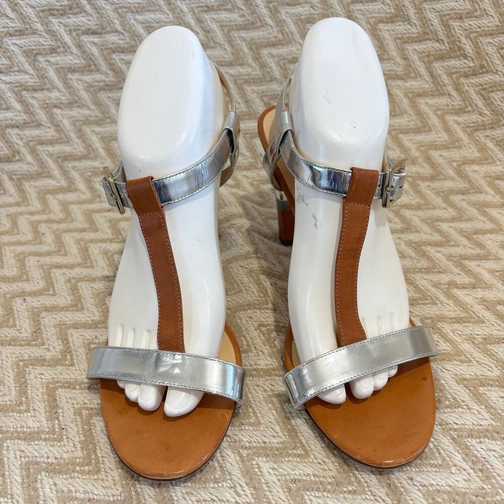 Kate Spade Women's Vero Cuoio Leather Lucite High Heel Shoes Tan Silver Size 10 - Picture 3 of 9